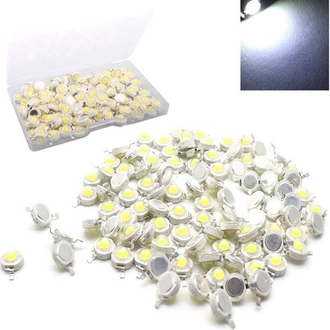 100pcs 1 W LED haute puissance Puce，DC Super Bright l'intensité de l'émetteur de lumière SMD composants diode ampoule lampe Perles Chip DIY Luminaire pour projecteur spot (1/5)