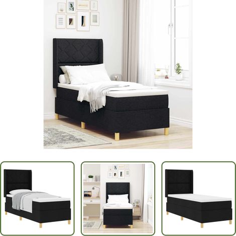 Matelas ferme - Lit à ressorts avec matelas Noir 80 x 200 cm tissu (1/5)