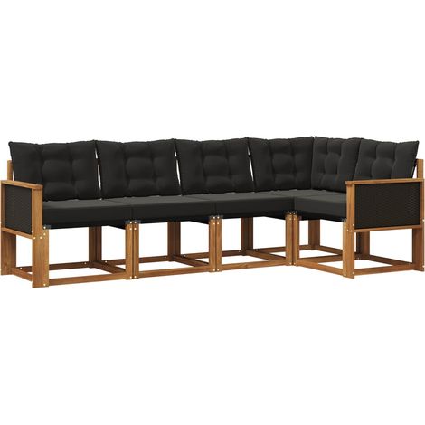 vidaXL Outdoor Sofa Set 5 pcs Natural and Black (1/5)