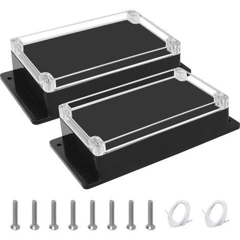 Lot de 2 boîtes de jonction étanches IP65 - En ABS - Boîte de dérivation en saillie - Boîte de projet électronique avec oreille fixe - Boîtier de câble étanche à la poussière - Pour (1/5)