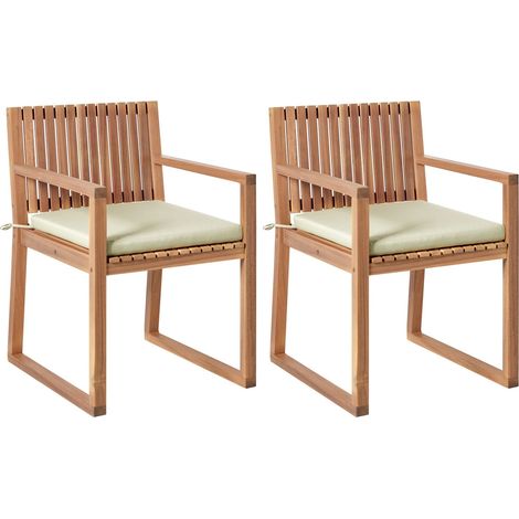 Set mit 2 Stühlen und Sitzkissen SASSARI PREMIUM zertifiziertes Akazienholz Hellgrün