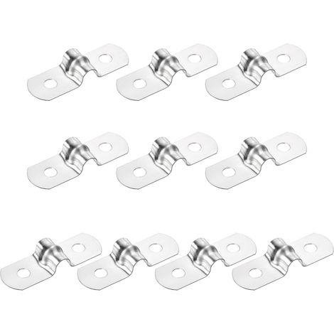 24Pcs Attaches De Tuyau Rigides, 5mm(0.2") 304 Acier Inoxydable 2 Trous Support En U Attache De Tuyau Colliers De Fixation Pour Fixer Tuyau Câble (1/5)