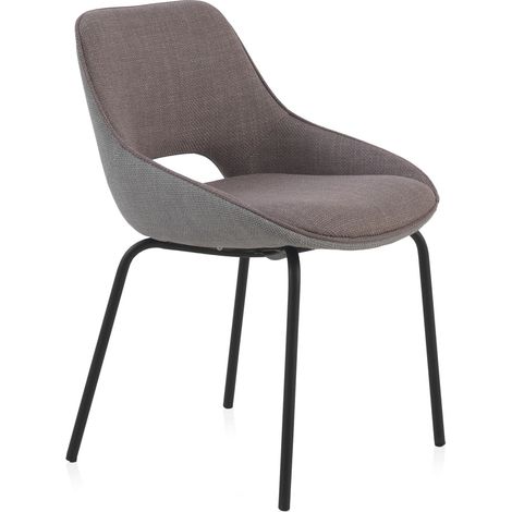Lot de 4 chaises rembourrées bicolores, bordeaux/gris, pieds en métal noir (1/5)
