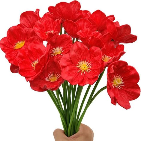 20Pcs Coquelicots Artificiels Rouge en Soie de Coquelicot Artificiel Coquelicots Sauvages Artificiels Fausses Fleurs Artificielles au Toucher Réaliste pour Intérieur Extérieur Décor d'automne (1/5)