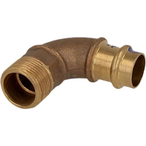 Raccord à sertir laiton rouge coude 15 mm x 3/8’’ FM contour V