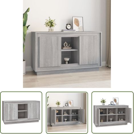 Buffet Meuble de rangement Commode sonoma gris 102x35x60 cm bois d'ingénierie 54709 (1/5)
