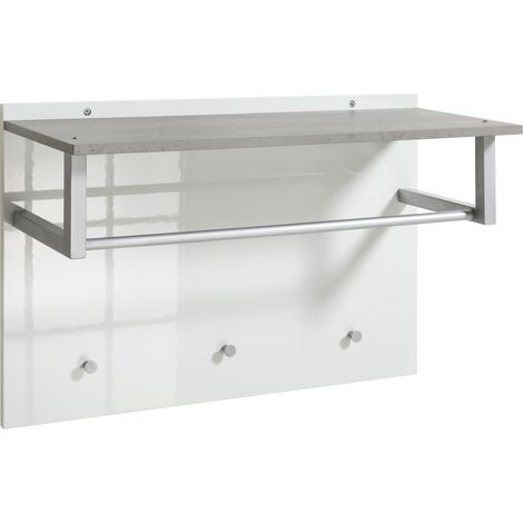 Pensile ingresso appendiabiti linea 'galaverna' cm 36 x 90 x h.60 - cemento/bianco (1/5)