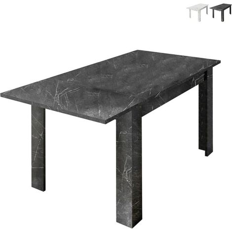 Tavolo da pranzo allungabile effetto marmo 90x137-185cm moderno Auris - Nero