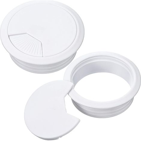 YMYNY Lot de 2 passe-câbles de bureau, passe-câbles pour câbles de bureau, passe-câbles en plastique pour bureau d'ordinateur, cache-trou de fil bien rangé, organisateur de fils, diamètre du trou de m (1/5)