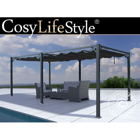 Gazebo pergola Santa Cruz, 4x8m, Grigio scuro - Dancover (1/5)