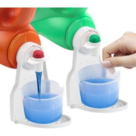 Set monoblocco, porta detersivo, raccogligocce di detersivo, adatto per detersivi liquidi, dì addio a sporco e fuoriuscite, bianco (1/5)