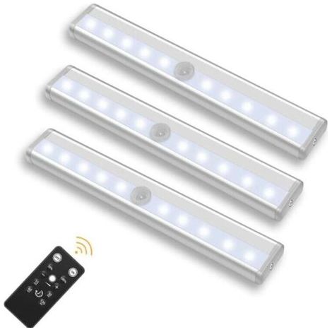 Lampe LED sans Fil 3 Packs avec Télécommande - Pour Chambres, Armoires, Vitrines, Aucun Câblage Requis(lumière blanche)