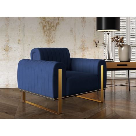 Sessel Designersessel VALERIE in Stoff Elisa Velvet Dunkelblau (1/4)
