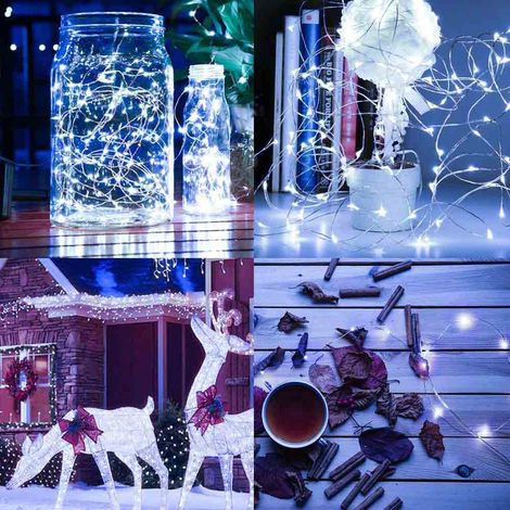 Filo di 50 micro led stringa 5 metri con cavo metallico flessibile a batteria catena di luci lucine per confettata presepe decorazioni natalizie Bianca (1/2)