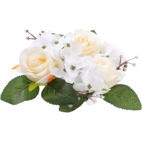 Couronne de Bougies Décoration Délicate de Fleur Artificielle Résistante Déchirure en Plastique et Tissu Soie, Résistante la Déchirure Couleurs pour Table de Mariage (1/5)