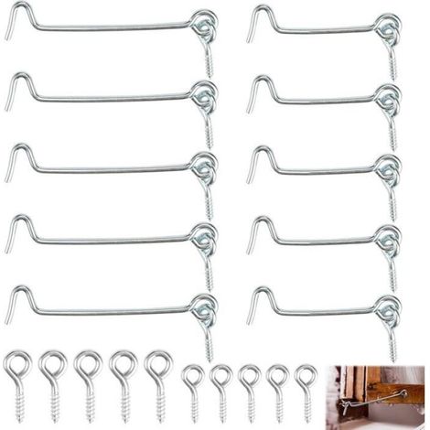 10 pièces Crochets De Fenêtre Verrouillage, épais Résistant à La Corrosion De Verrouillage De Porte Privé Avec 10 Vis De Fixation (1/5)