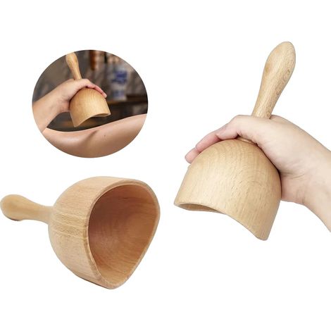 Coppetta da massaggio, in legno naturale, design ergonomico, adatta al drenaggio linfatico, efficace nella riduzione delle cellule adipose, bordi lisci (1/4)