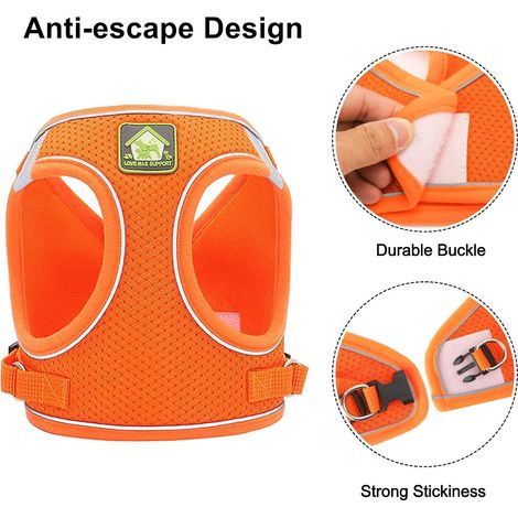 Memkey – Harnais pour chat réglable en maille polyester – Anti-évasion réfléchissant – Confort ergonomique pour promenades – Taille M