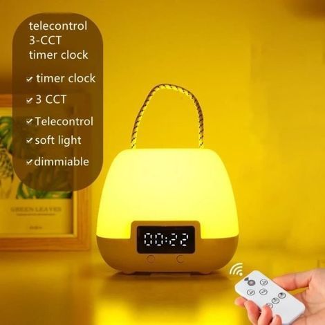 Kabellose LED-Tischlampe, Schreibtischlampe, Nachttischlampe für Erwachsene, dimmbar, 3 Lichtmodi, Kinder-Nachtlicht mit Timer (1/4)