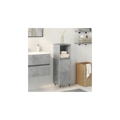 Armoire de salle de bain gris béton 30x30x100 (1/5)