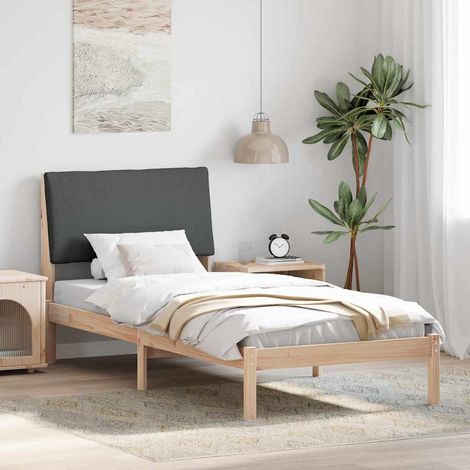 Bettgestell Braun und Dunkelgrau 100 x 200 cm Massivholz Kiefer (1/5)