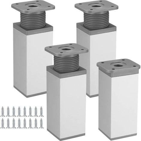 4-Piece Adjustable Furniture Legs, Metal Height Adjustable Table Legs, Adjustable Table Legs for Kitchen Cabinets, Silver (10cm) (1/5)