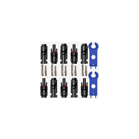 Lote de 5 conectores solares macho y hembra – Étanches avec clés hexagonales – Compatibles 2,5 mm² à 6 mm² – Resistencia a la corrosión