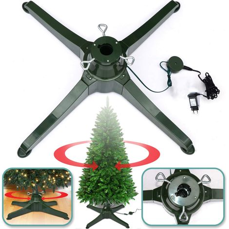 Support de pied d'arbre de Noël, base rotative électrique, vert foncé, prise GS standard européenne, 65 cm