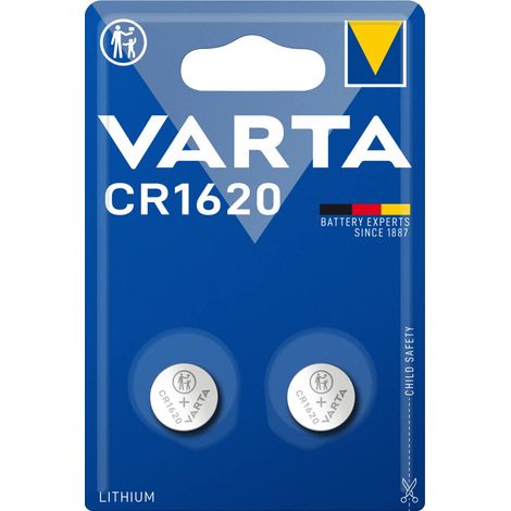 Varta – Piles bouton CR1620 lithium 3V – Lot de 2 – Pour petits appareils électroniques – Emballage sécurisé enfants (1/4)