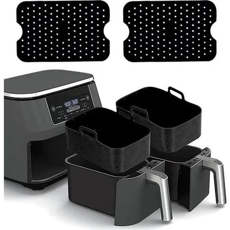 Moule en silicone - FOLAYA - Air Fryer Silicone Pot - 4 pièces - Gris - Antiadhésif (1/4)