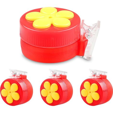 Lot de 4 mangeoires portatives pour colibri, mini mangeoires à fenêtre en plastique avec clips pour colibri, pot de fleurs, branche d'arbre (1/5)