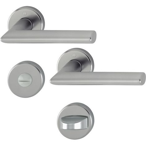HOPPE® Drückergarnitur mit Rosetten Stockholm 1140/42KV/42KVS, Aluminium, 2783221 (1/2)
