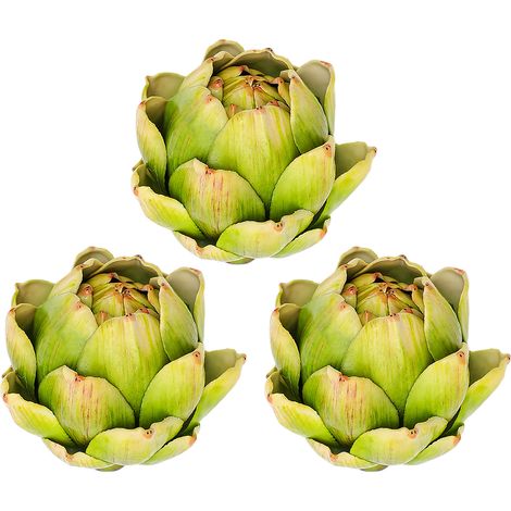 Ensemble de 3 plantes succulentes artificielles comprenant une tête d'ananas, un lys français, un artichaut et d'autres fleurs décoratives pour le salon, la salle à manger et l'entrée (grande tête d'a (1/2)