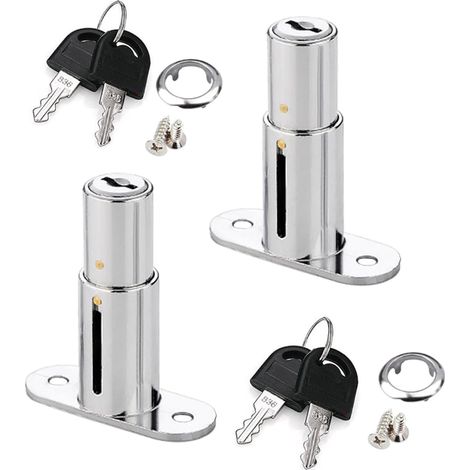 Serrure e Placard à Tiroirs Alliage de Zinc, Serrure de Meuble à Porte Coulissante,à pêne avec cylindre de pression pour portes coulissantes - 2 pièce(32 mm) (1/5)