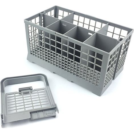 Panier à couverts pour lave-vaisselle - compatible avec Whirlpool, Bauknecht, Indesit - 24 x 14 x 24 cm - sans encoches - 7 compartiments - panier à couverts de rechange avec poignée (1/5)
