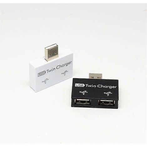 Hub USB Mini Portatif Adaptateur Chargeur 2 Ports Blanc (1/5)