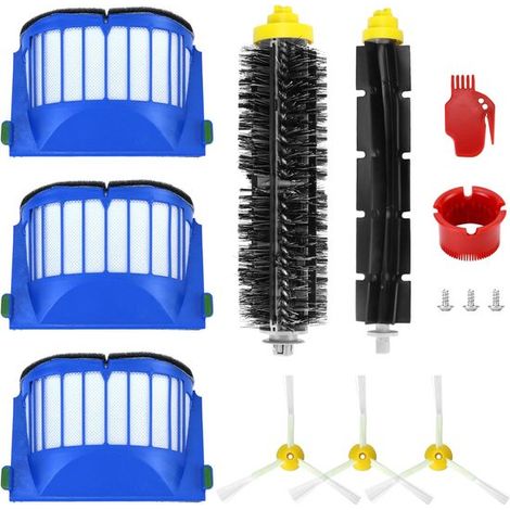 Juego de cepillos para Roomba Serie 600 - Juego de 10 accesorios (cepillo lateral, filtro, cepillo trasero, etc.) para aspiradoras robot (1/5)