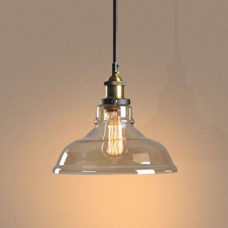 royaluxe- Suspension Luminaire D'Intérieur Industriel Plafonnier En Verre Noir Lustre Rétro E27 Pour Chambre Cuisine Salon Restaurant (1/5)