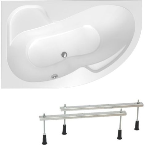 Siko Laguna Fortuna Plus Bañera asimétrica con patas, 170 x 100 cm, Acrílico, Izquierda, Blanco (FO1700LPLUS-SET)