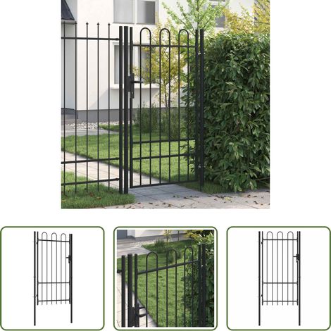 Zaun -  Zauntor Boxtel einflügelig mit Bogenabschluss Stahl 1 x 1,75 m Schwarz (1/5)