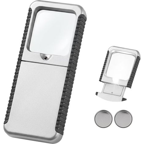 Loupe 5x avec lumière, loupe de lecture rectangulaire, haute définition, légère, adaptée aux journaux, livres et petits caractères, spécialement conçue pour les personnes handicapées. (1/4)