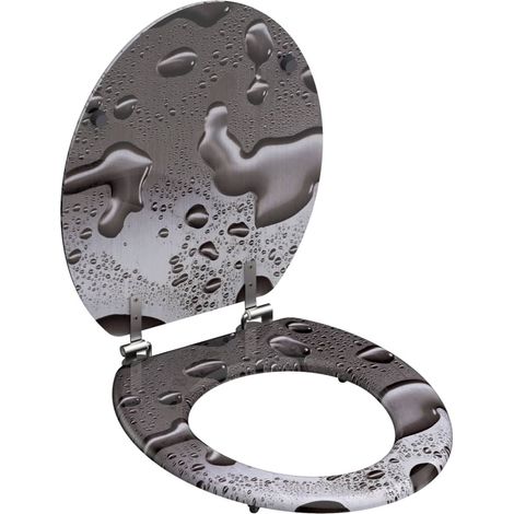 SCHÜTTE 80023 Sedile Holzkern GREY STEEL, sedile WC adatto a tutte le tazze WC standard, carico massimo del sedile WC 175 kg, motivo grigio acciaio (1/5)