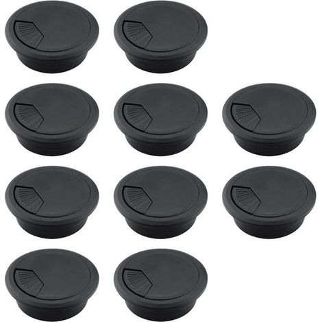 Passe-câbles de bureau, cache-câbles en plastique ABS, organiseurs de câbles réglables et amovibles – Lot de 10, 50 mm, noir (1/5)