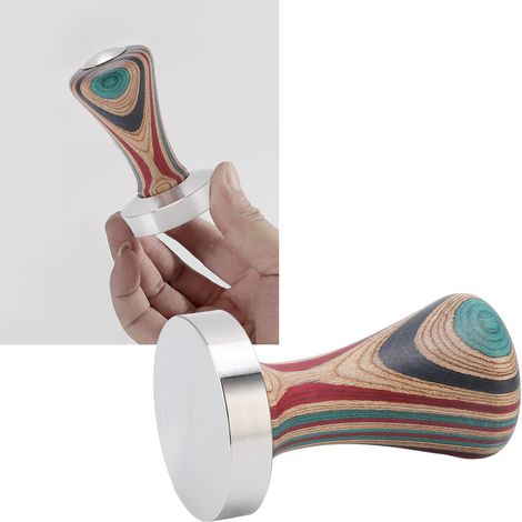 【Prensador de café】Prensador de café plano fabricado en madera coloreada con base de acero inoxidable 304, 51 mm (1/5)
