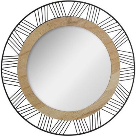 Atmosphera – Miroir rond en métal et bois noir 45cm – Design authentique – Pour murs intérieurs – Épaisseur 2cm – Poids 1,2kg