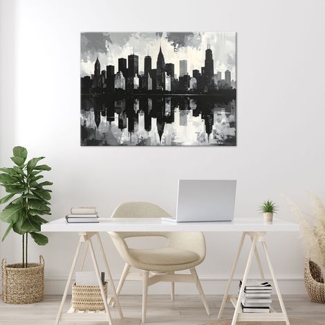 Wandbild Schwarz-weiße Stadtgebäude Imitation Farbe 60x40 (1/4)