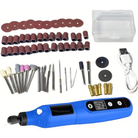 3.7V Cordless Mini Rotary Tool - 5 Speeds and USB Charging - Kit with 63 Accessories - Multifunction Rotary Tool for Sanding, Polishing, Drilling, Engraving, Paint Stripping - Ideal for DIY Projects