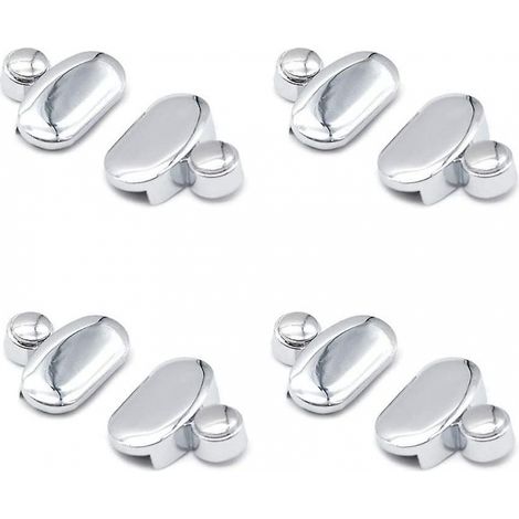 BEBUSINGOTO Paquete de 8 soportes para espejo de baño con abrazadera, soporte de estante ovalado de aleación de zinc cromado. (1/5)