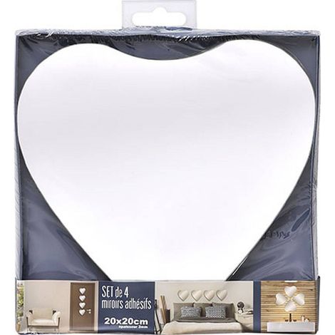Set aus 4 spiegeln mit herzen 20x20cm 2mm - uni - Tendance