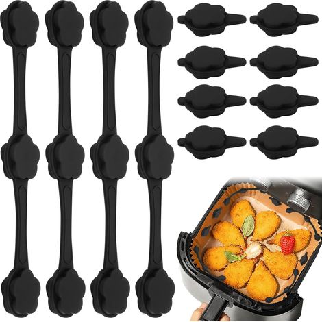 12 Pcs Boucles magnétiques en silicone, aimants pour friteuse à air résistants aux hautes températures et réutilisables, accessoires pour friteuse à air permettant de maintenir le papier sulfurisé (1/5)